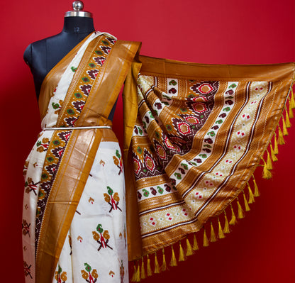 Cocoa Elegance Patola Silk Saree