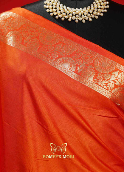 Glowing Orange Gharchola Silk Saree