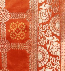 Glowing Orange Gharchola Silk Saree