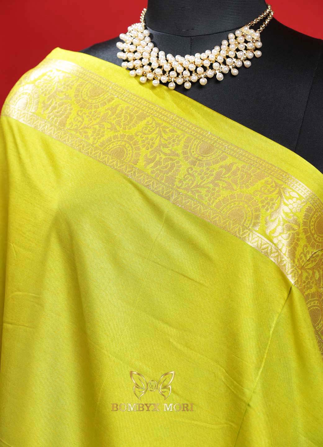 Golden Meadows Green Gharchola Silk Saree