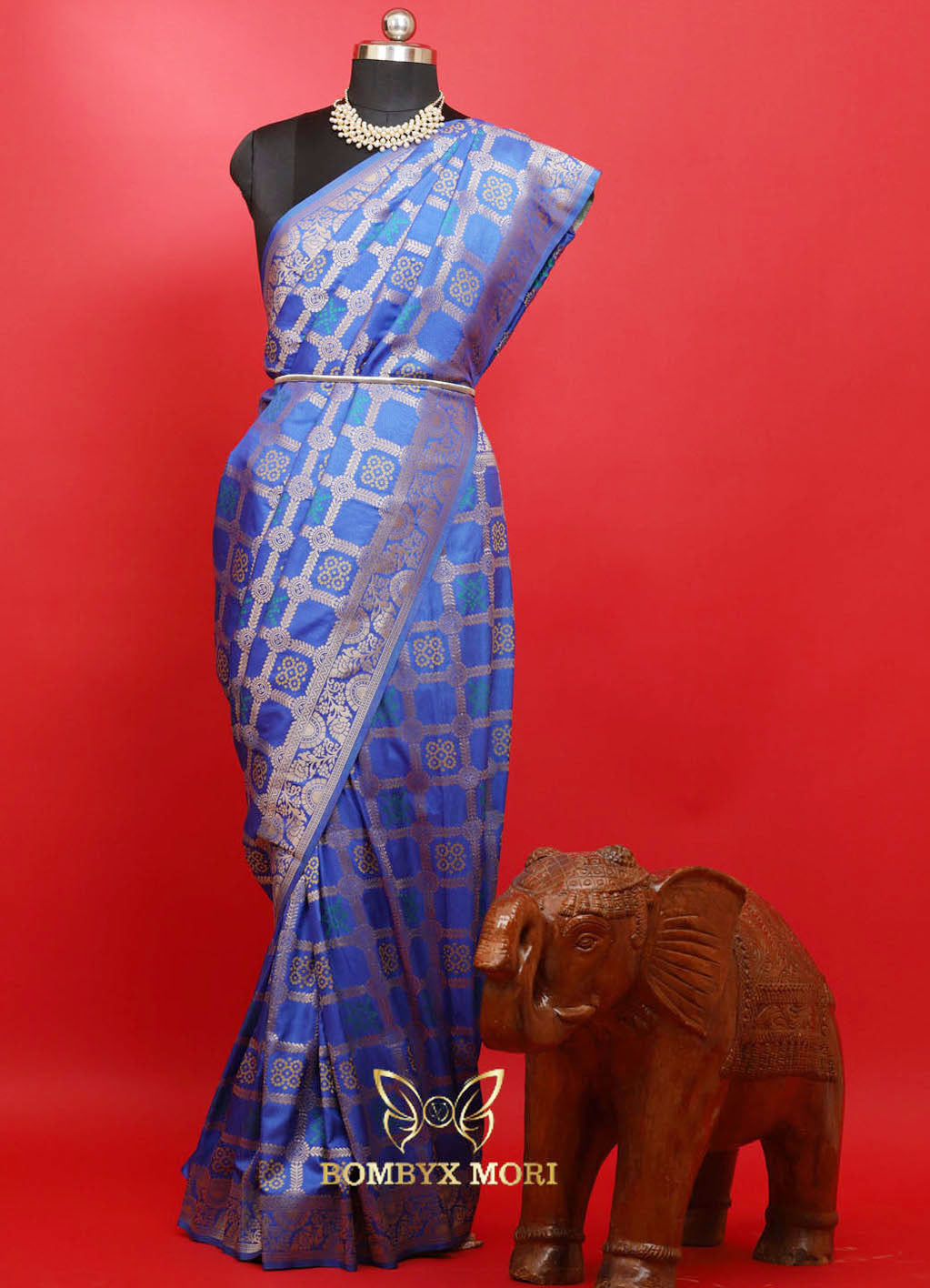 Eternal Indigo Blue Gharchola Silk Saree