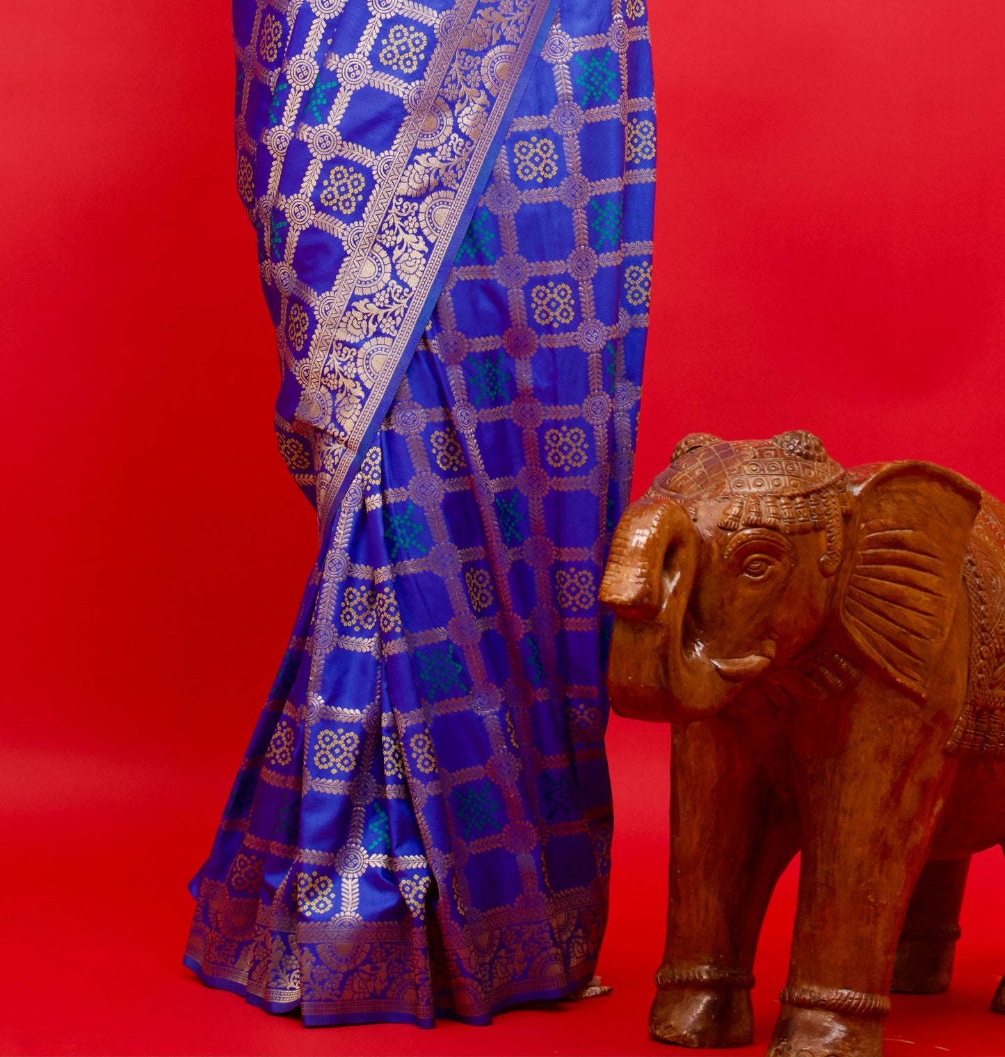 Eternal Indigo Blue Gharchola Silk Saree