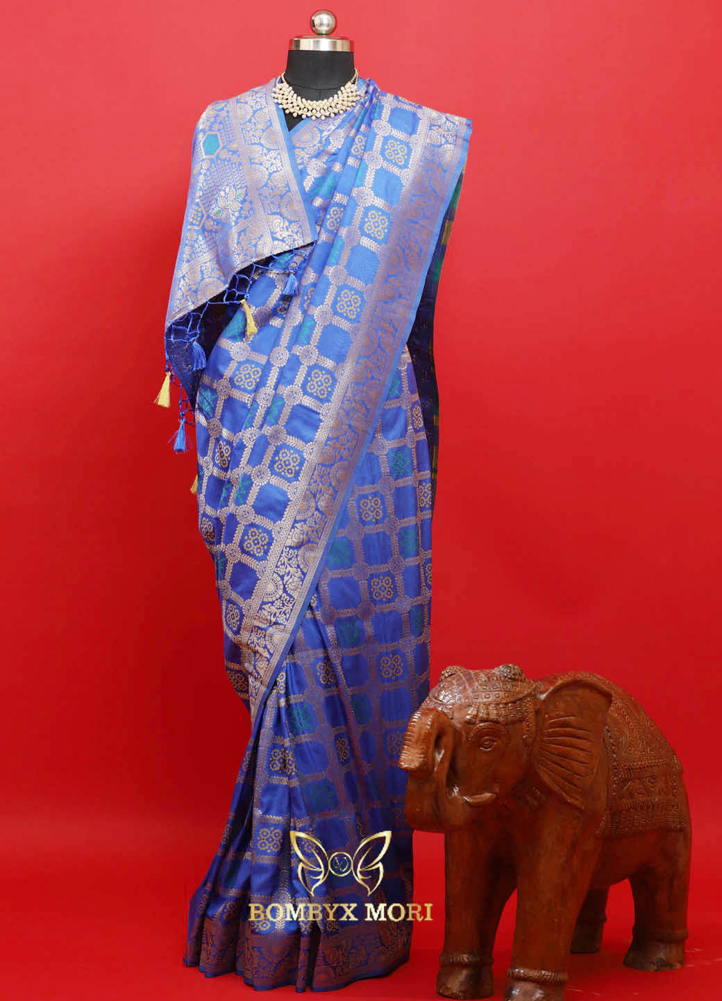 Eternal Indigo Blue Gharchola Silk Saree