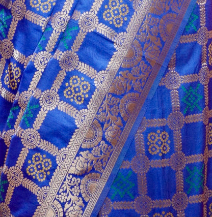 Eternal Indigo Blue Gharchola Silk Saree