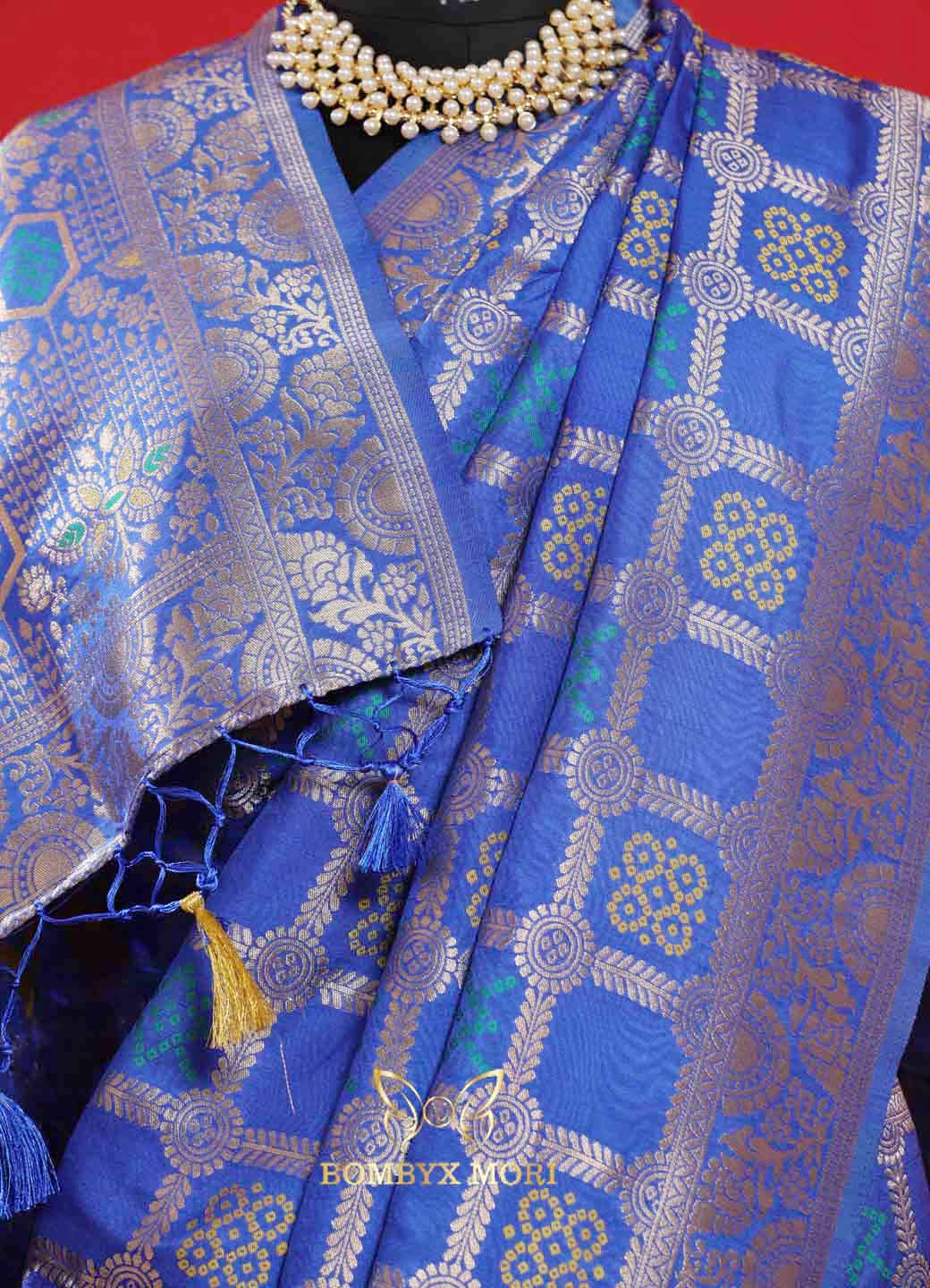 Eternal Indigo Blue Gharchola Silk Saree