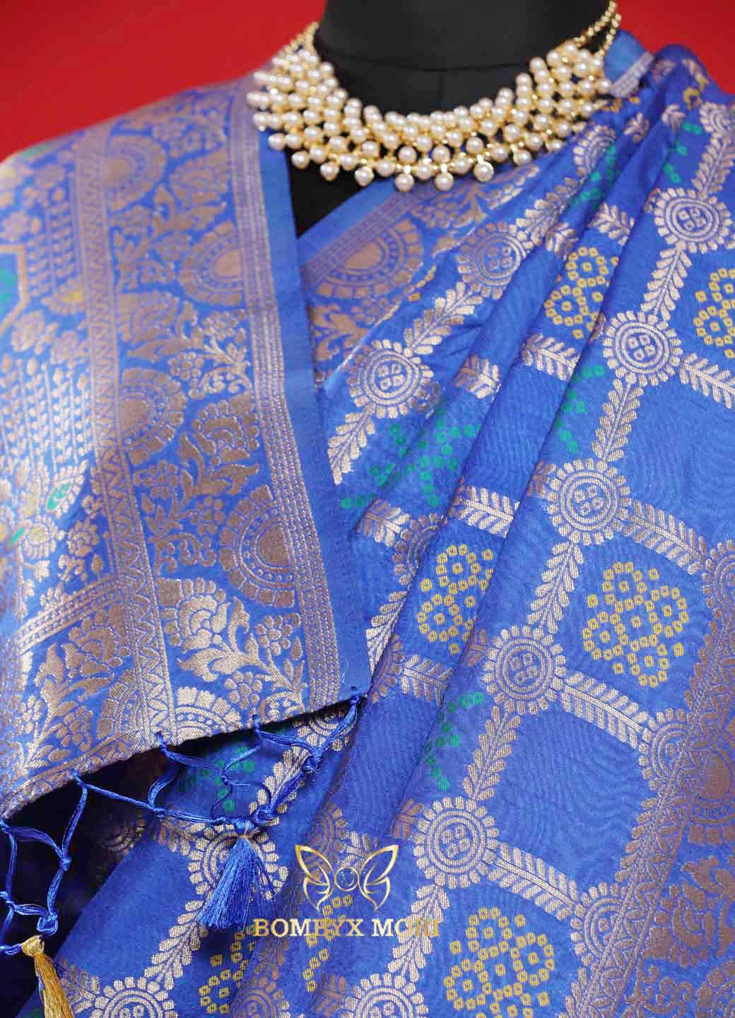 Eternal Indigo Blue Gharchola Silk Saree