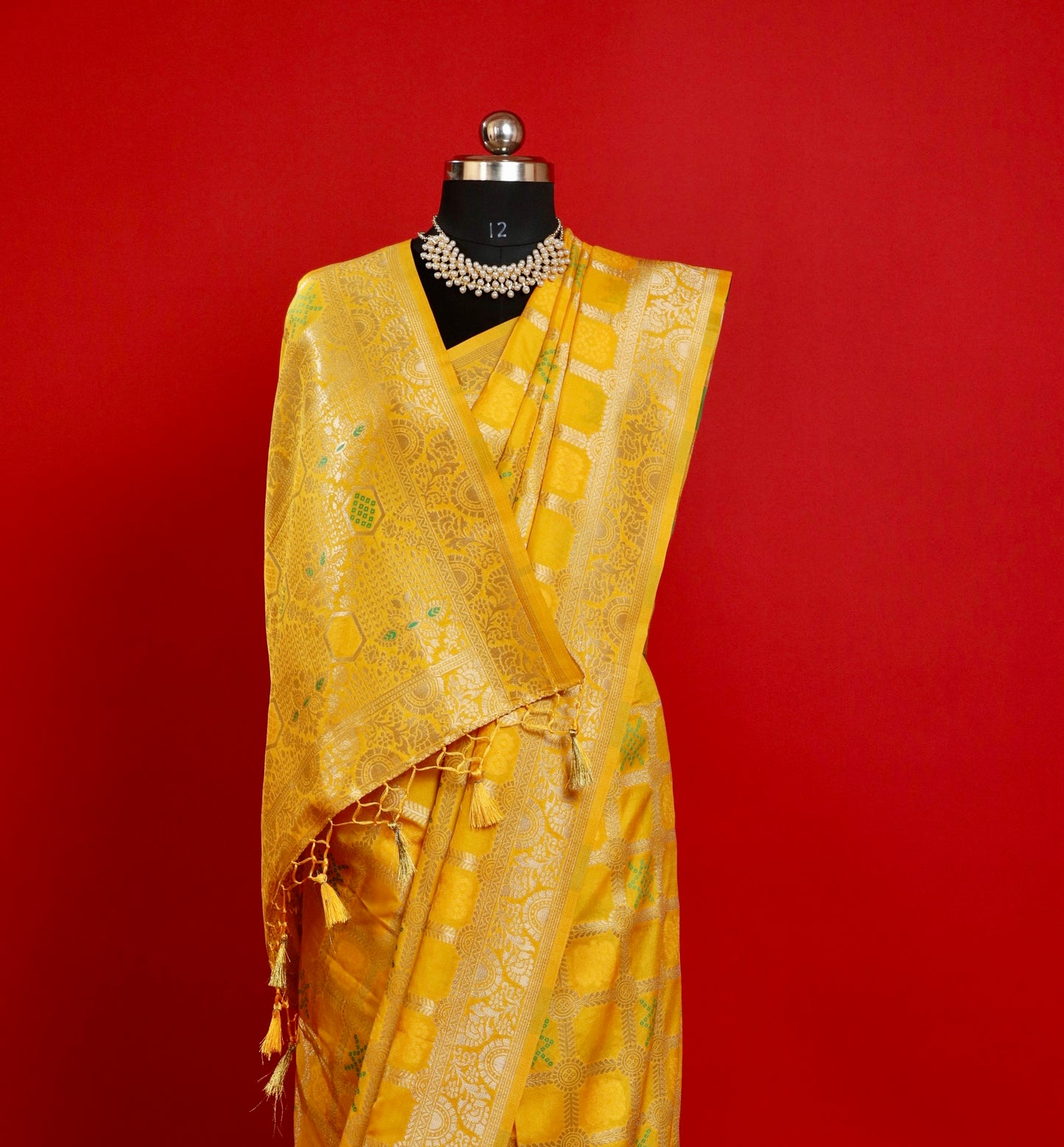 Golden Radiance Yellow Gharchola Saree