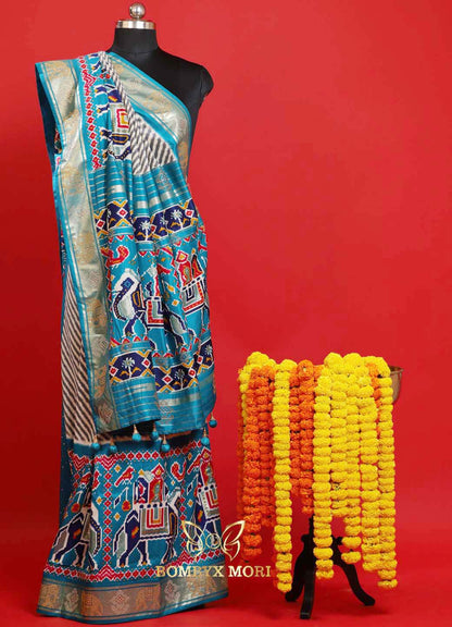 Blue Symphony Patola Silk Saree