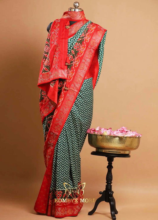 Vibrant Green Silk Patola Saree