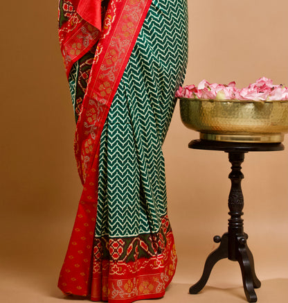 Vibrant Green Silk Patola Saree