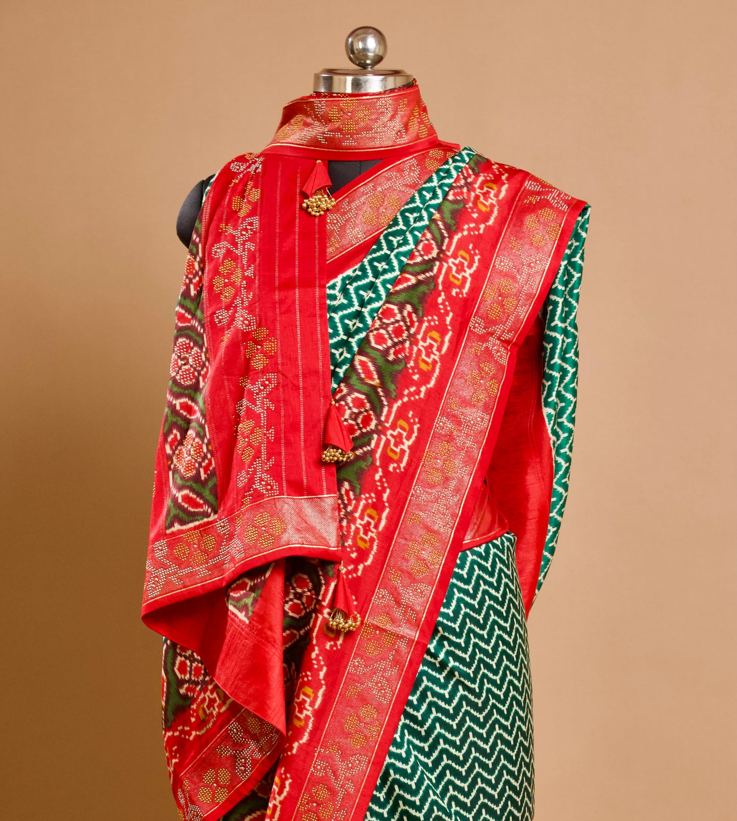 Vibrant Green Silk Patola Saree