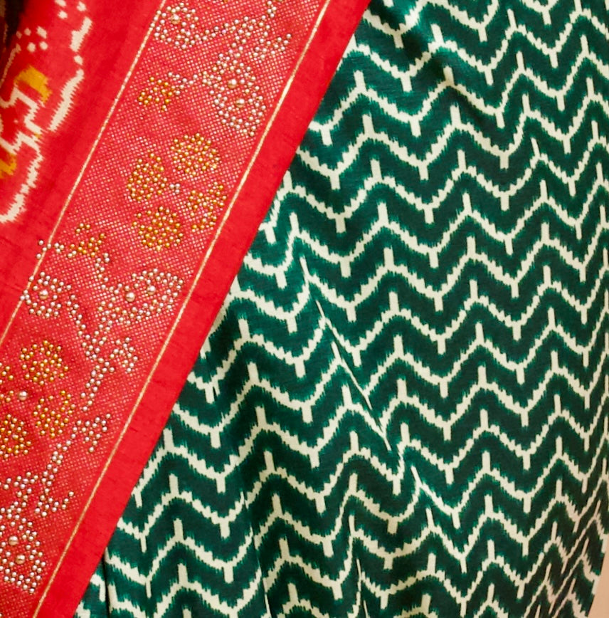 Vibrant Green Silk Patola Saree