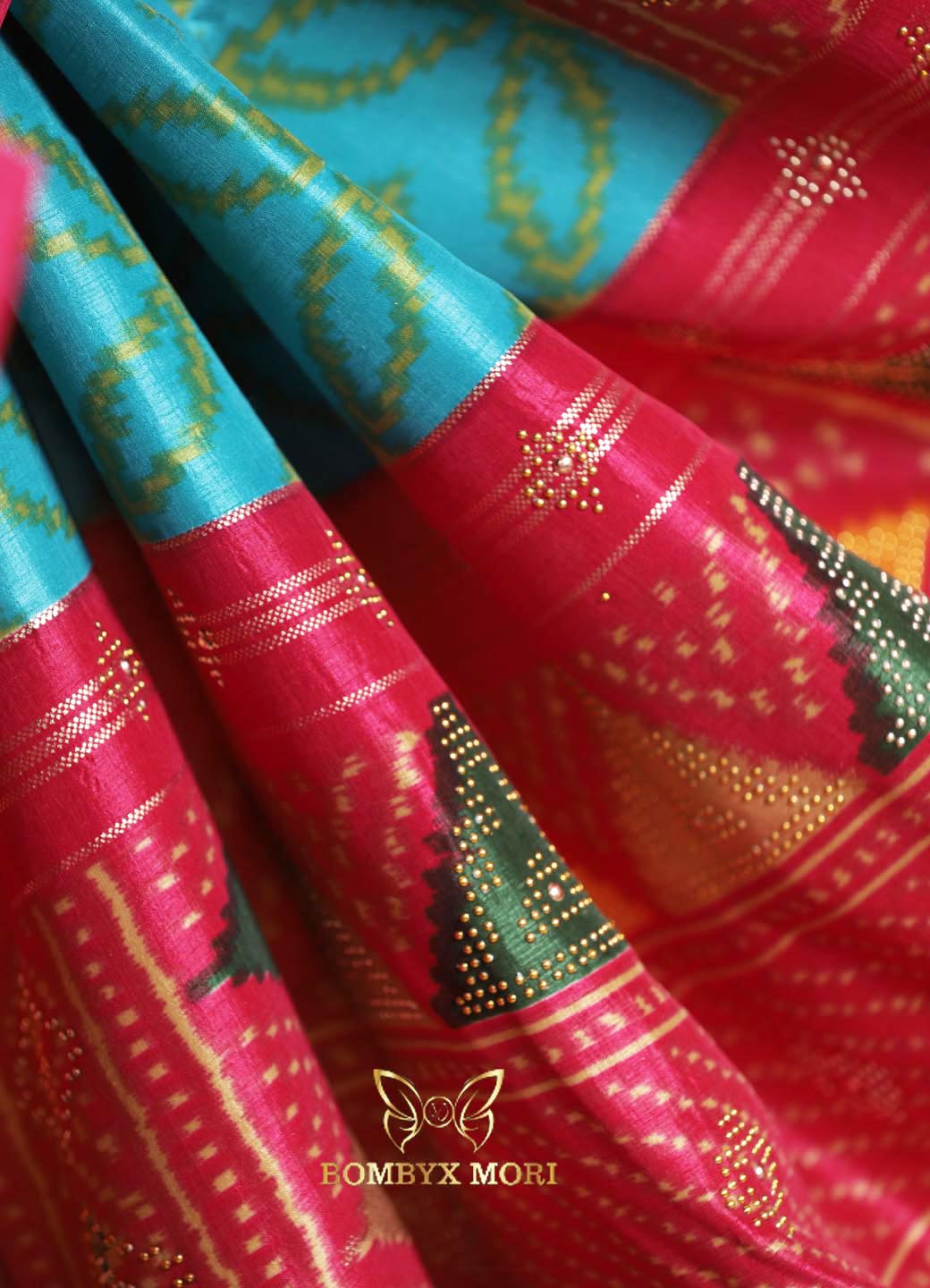 Blossoms Blue Silk Patola Saree