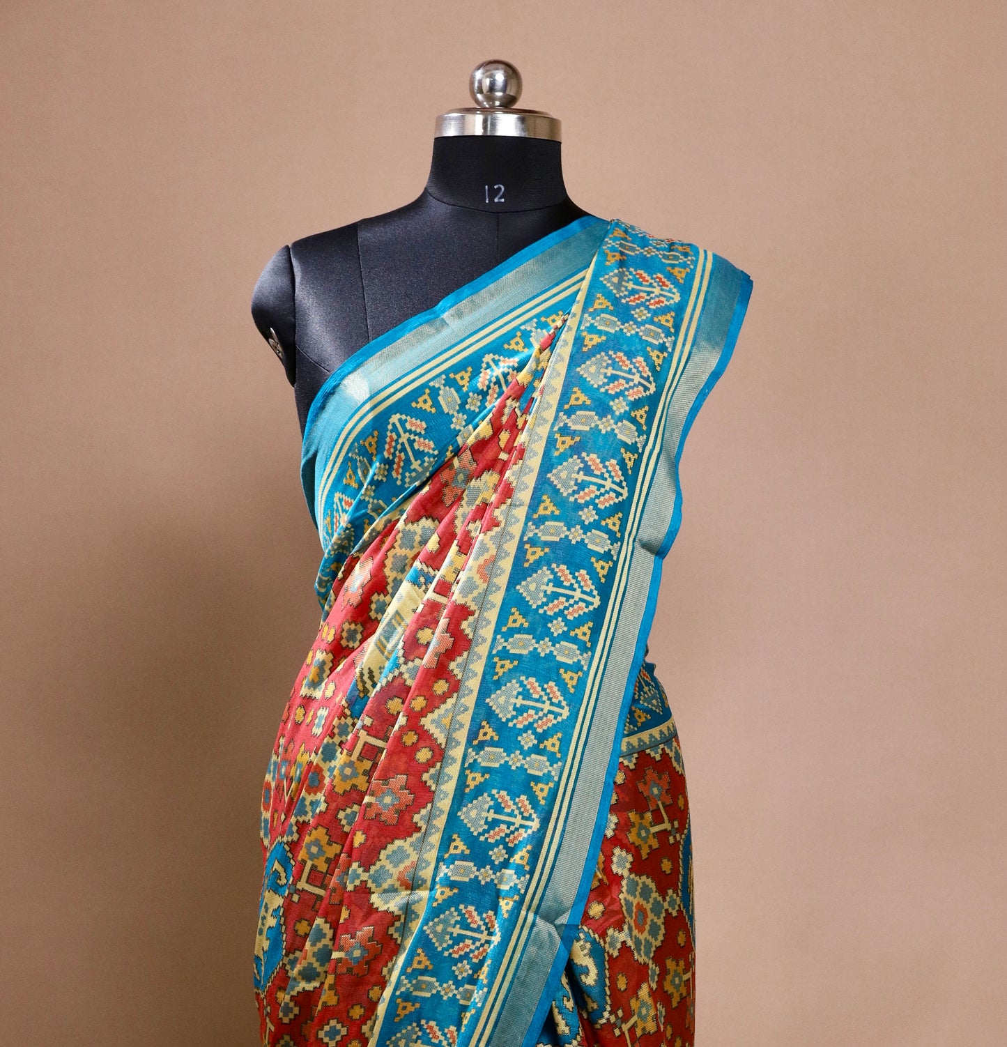 Red and blue Patola Saree