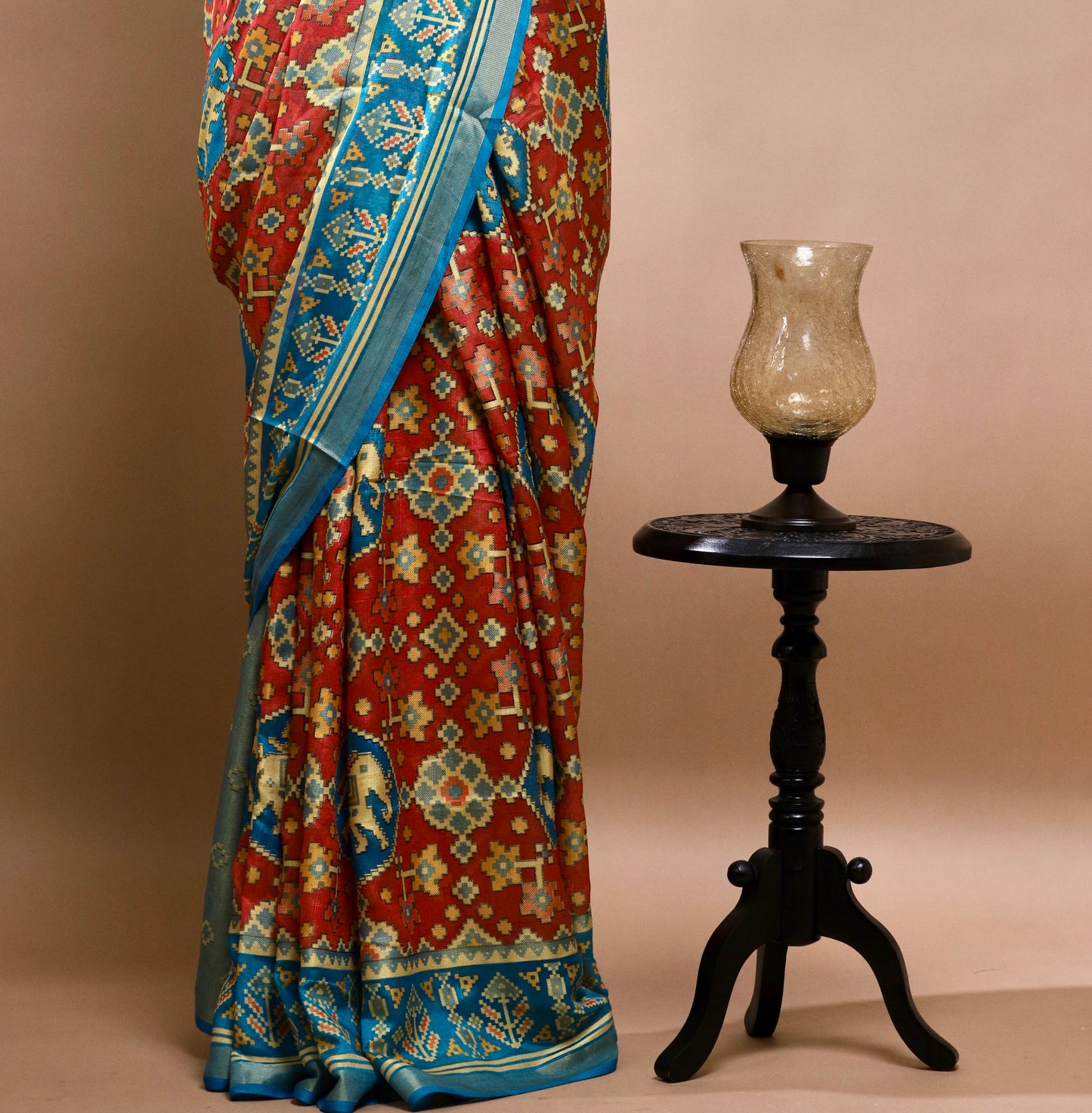 Red and blue Patola Saree