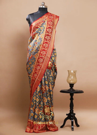 grey Patola Saree