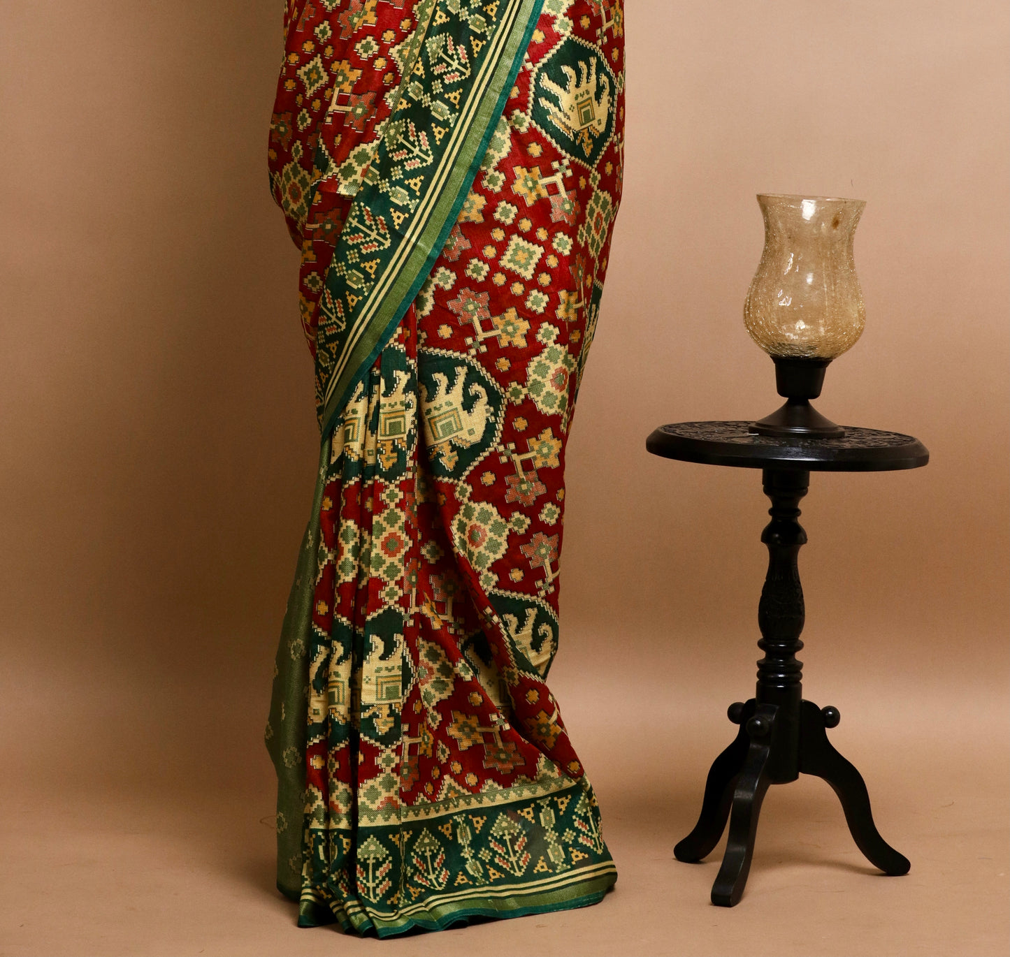 Red and Green Patola Saree