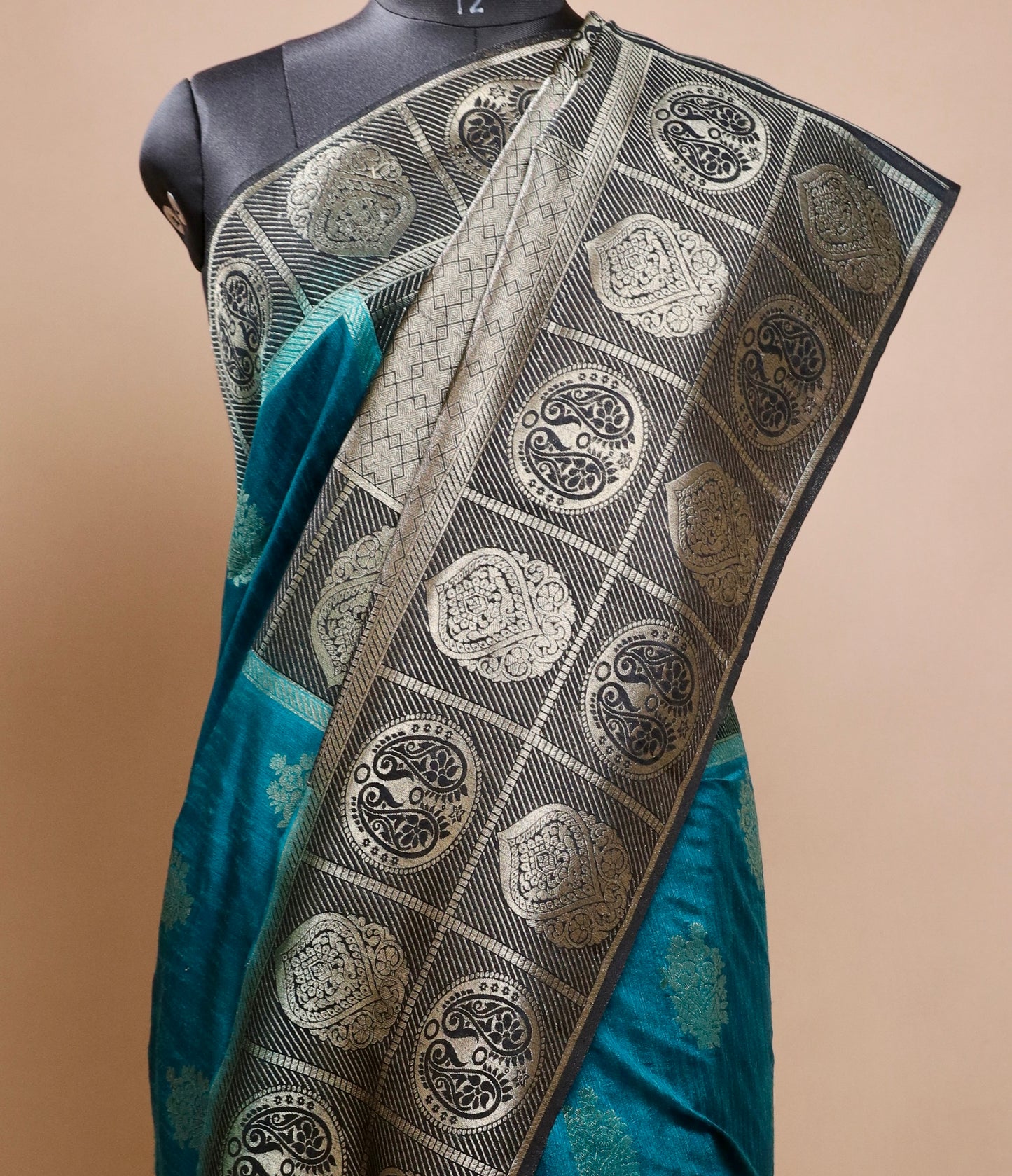 Blue and green Fusion Patola Saree