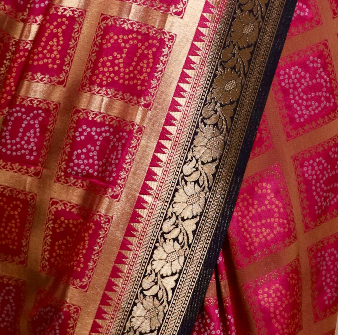 Pink Gharchola Bandhani Saree