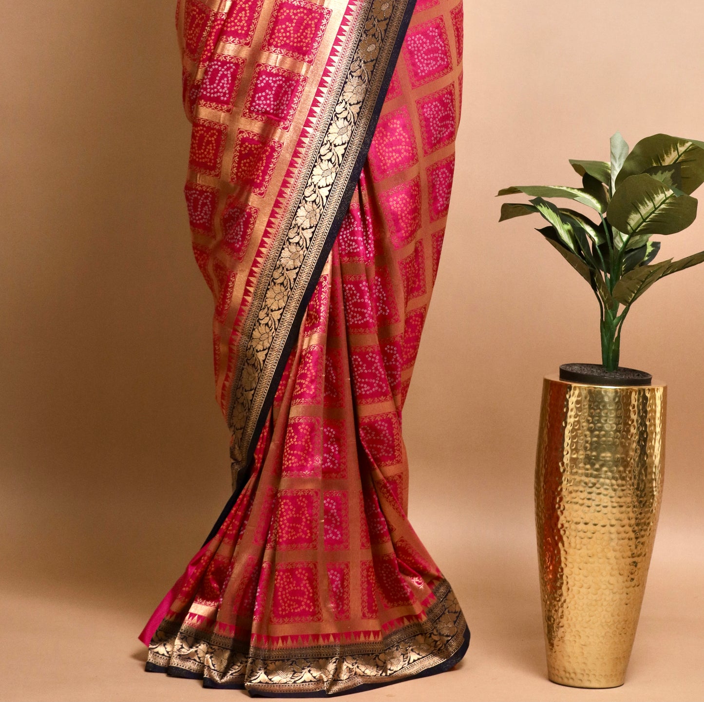 Pink Gharchola Bandhani Saree