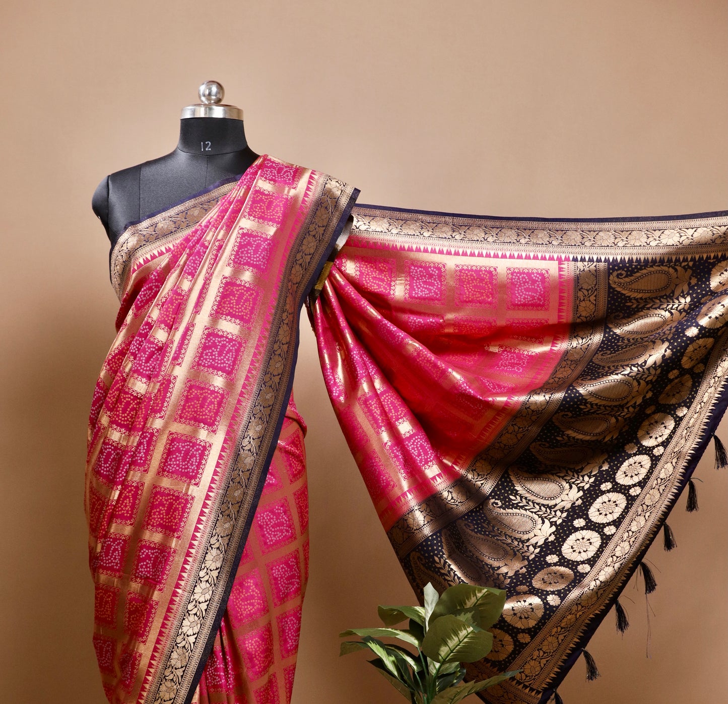 Pink Gharchola Bandhani Saree