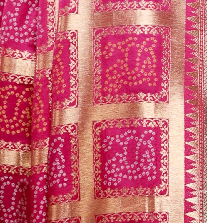 Pink Gharchola Bandhani Saree