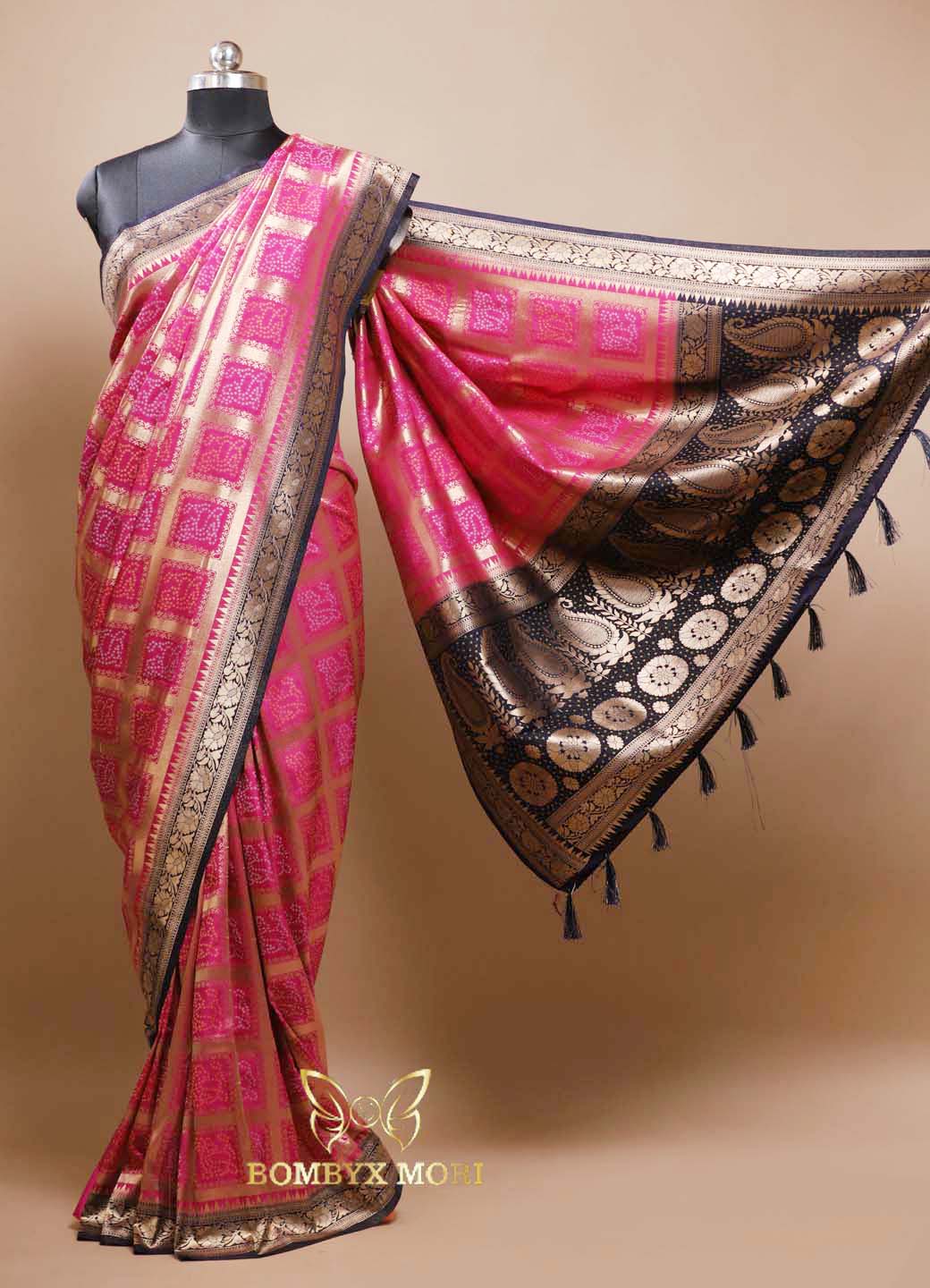 Pink Gharchola Bandhani Saree