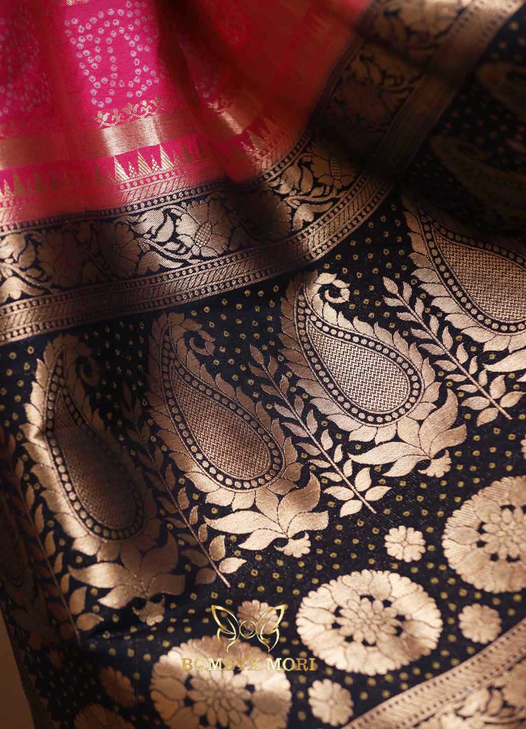 Pink Gharchola Bandhani Saree