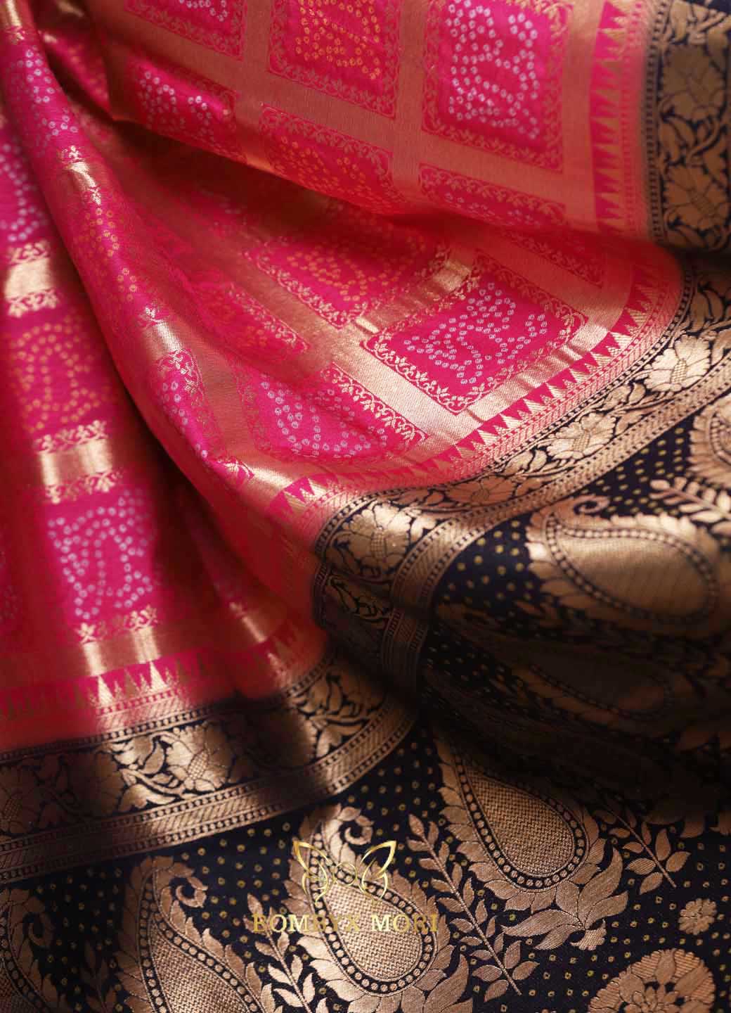 Pink Gharchola Bandhani Saree