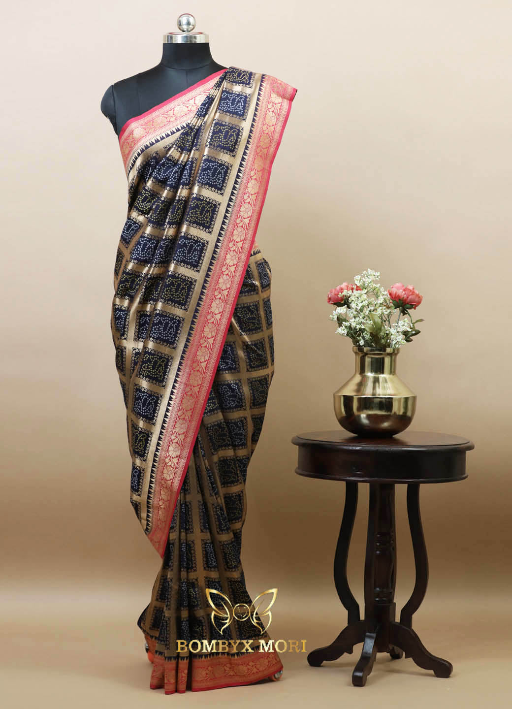 Pink & Blue Festive Gharchola Silk Saree