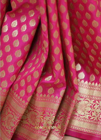 Harmony Blue Pink Gharchola Banarasi Silk Saree