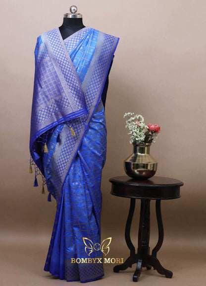 Majestic Blue Gharchola Silk Saree