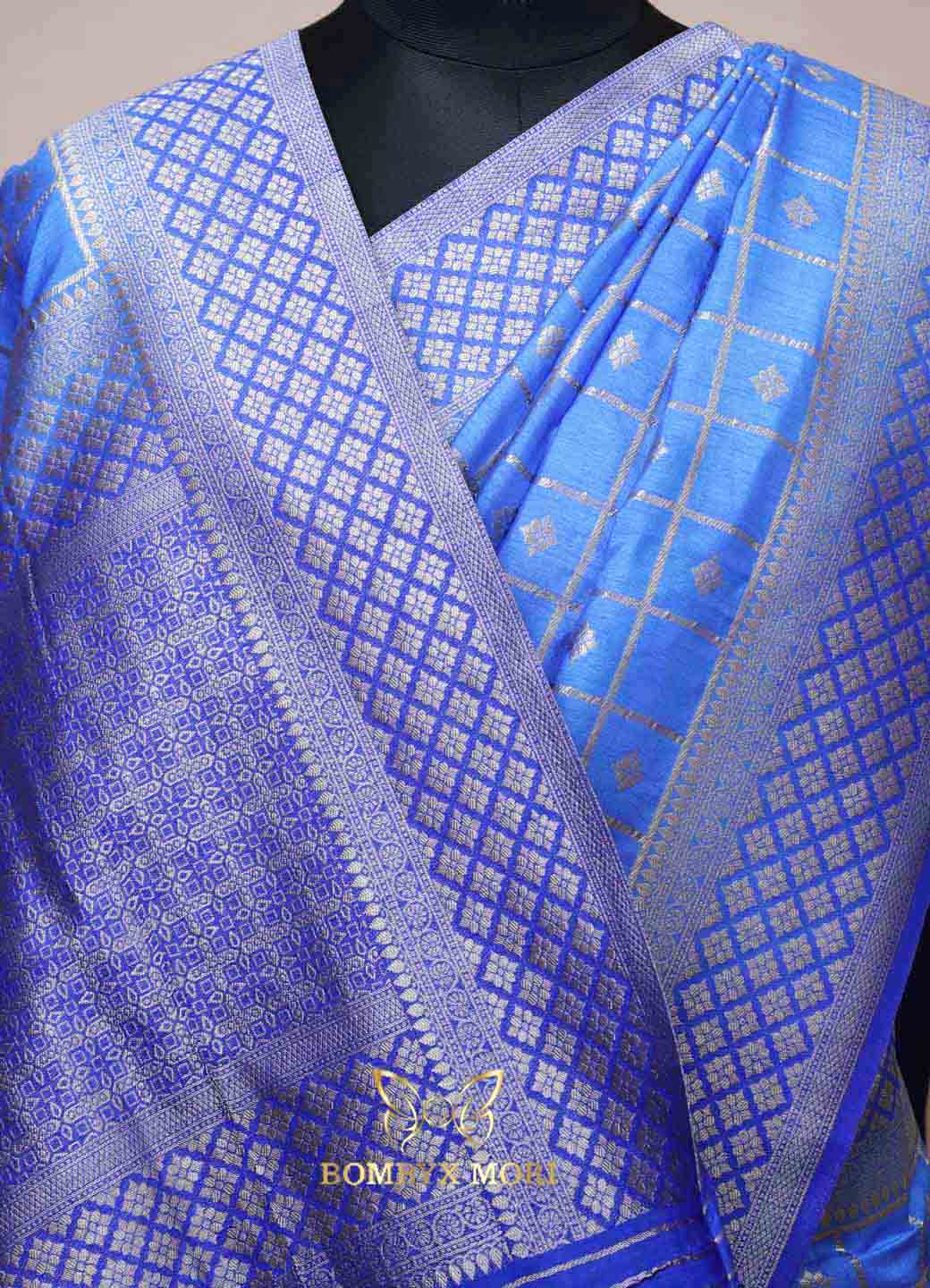 Majestic Blue Gharchola Silk Saree