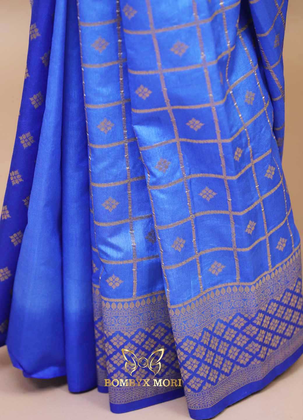 Majestic Blue Gharchola Silk Saree