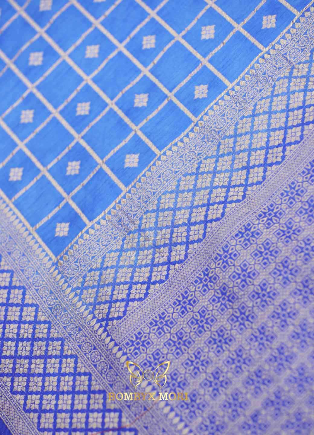 Majestic Blue Gharchola Silk Saree