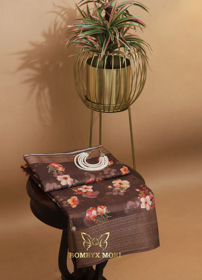 Floral Brown Linen Mudrita