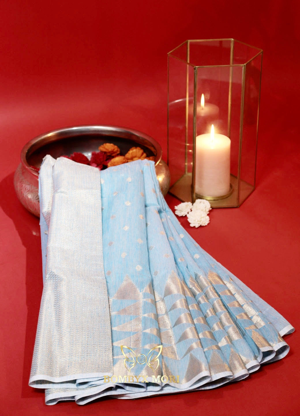 Baby Blue Handloom Saree