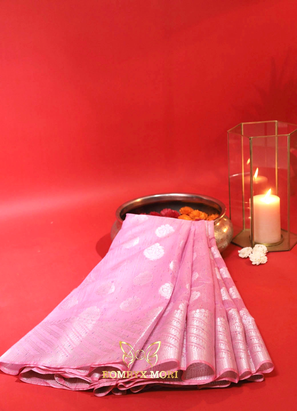 Blossom Pink Raindrop Handloom Saree