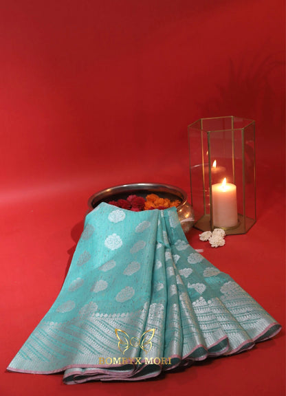 Blizzard Blue Raindrop Handloom Saree