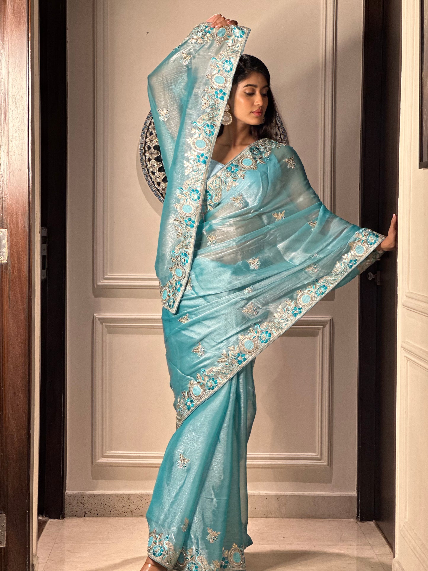 Blue Gota Patti Royal Saree