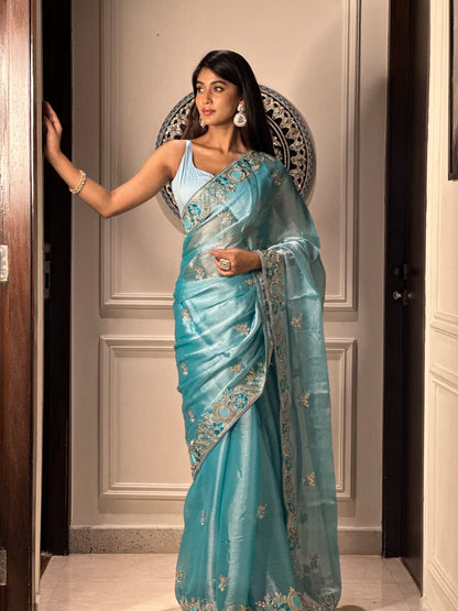 Blue Gota Patti Royal Saree