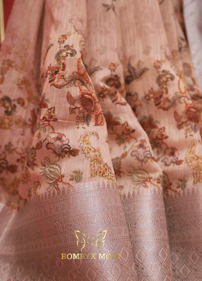 Kalamkari Rose Pink linen Mudrita