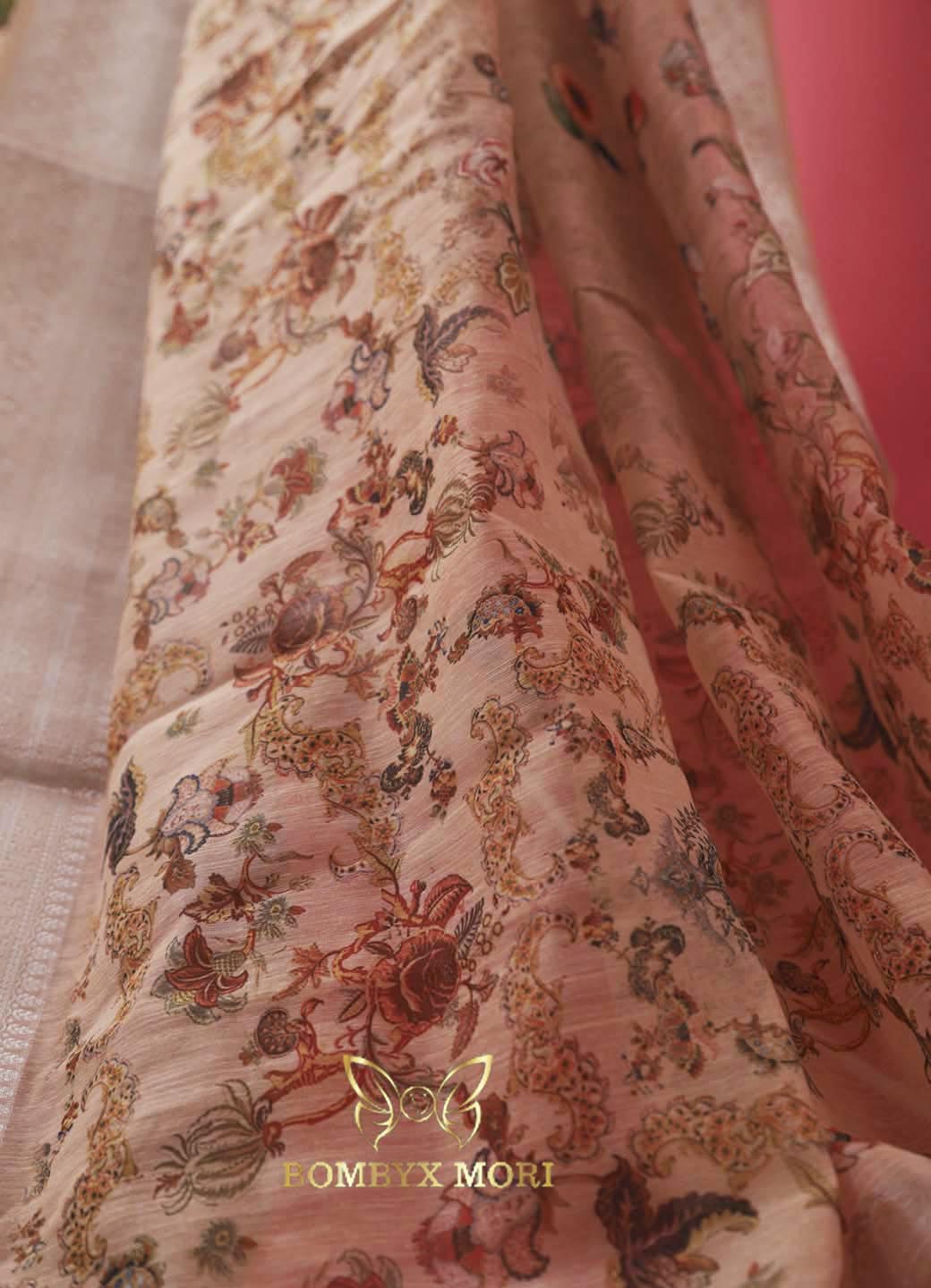 Kalamkari Rose Pink linen Mudrita