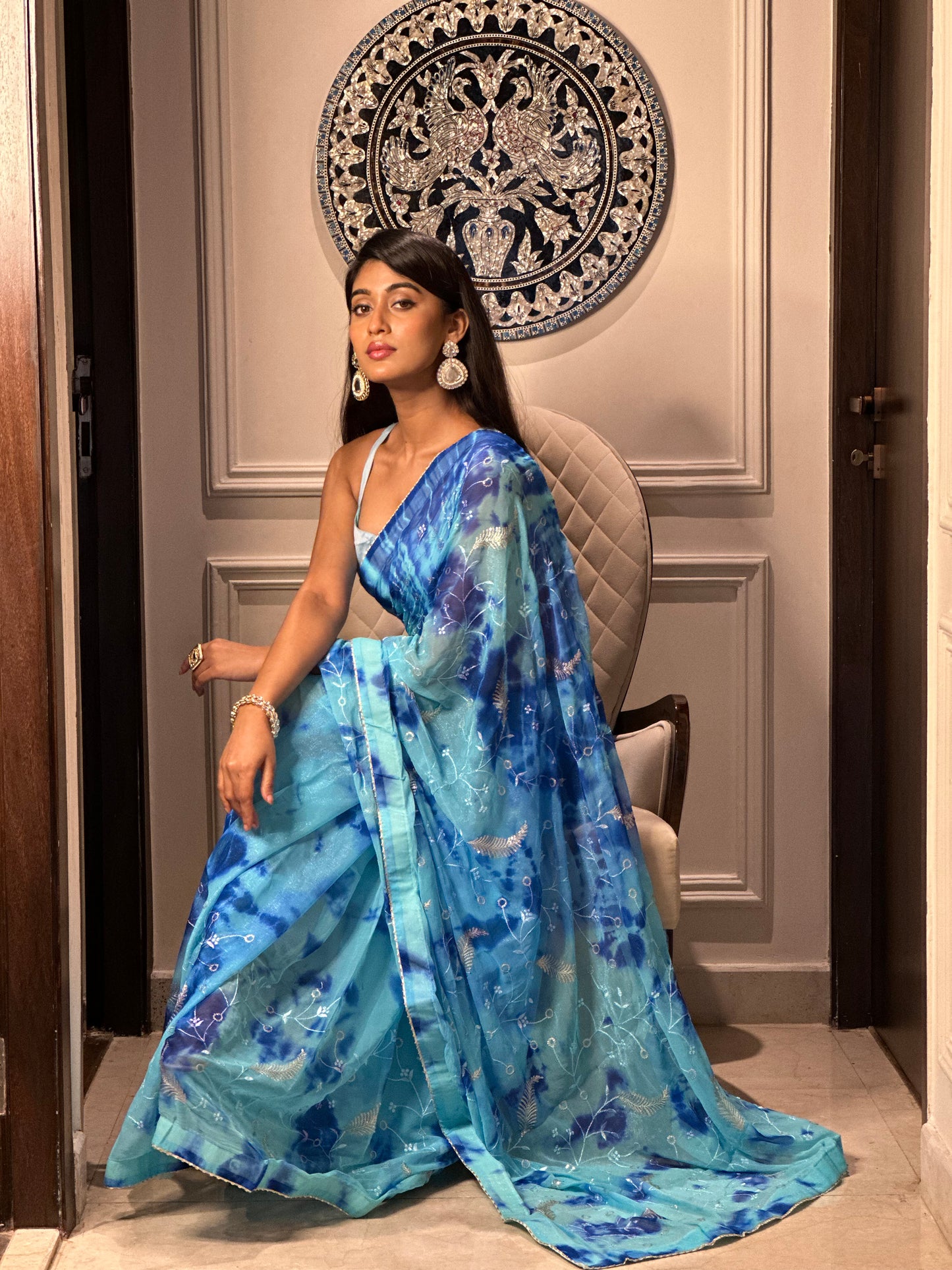 Blue Tie Dye Saree