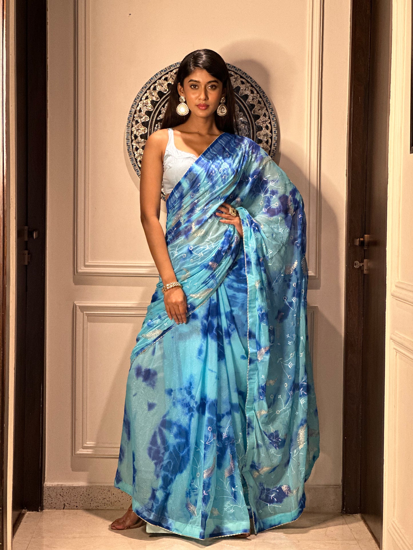 Blue Tie Dye Saree