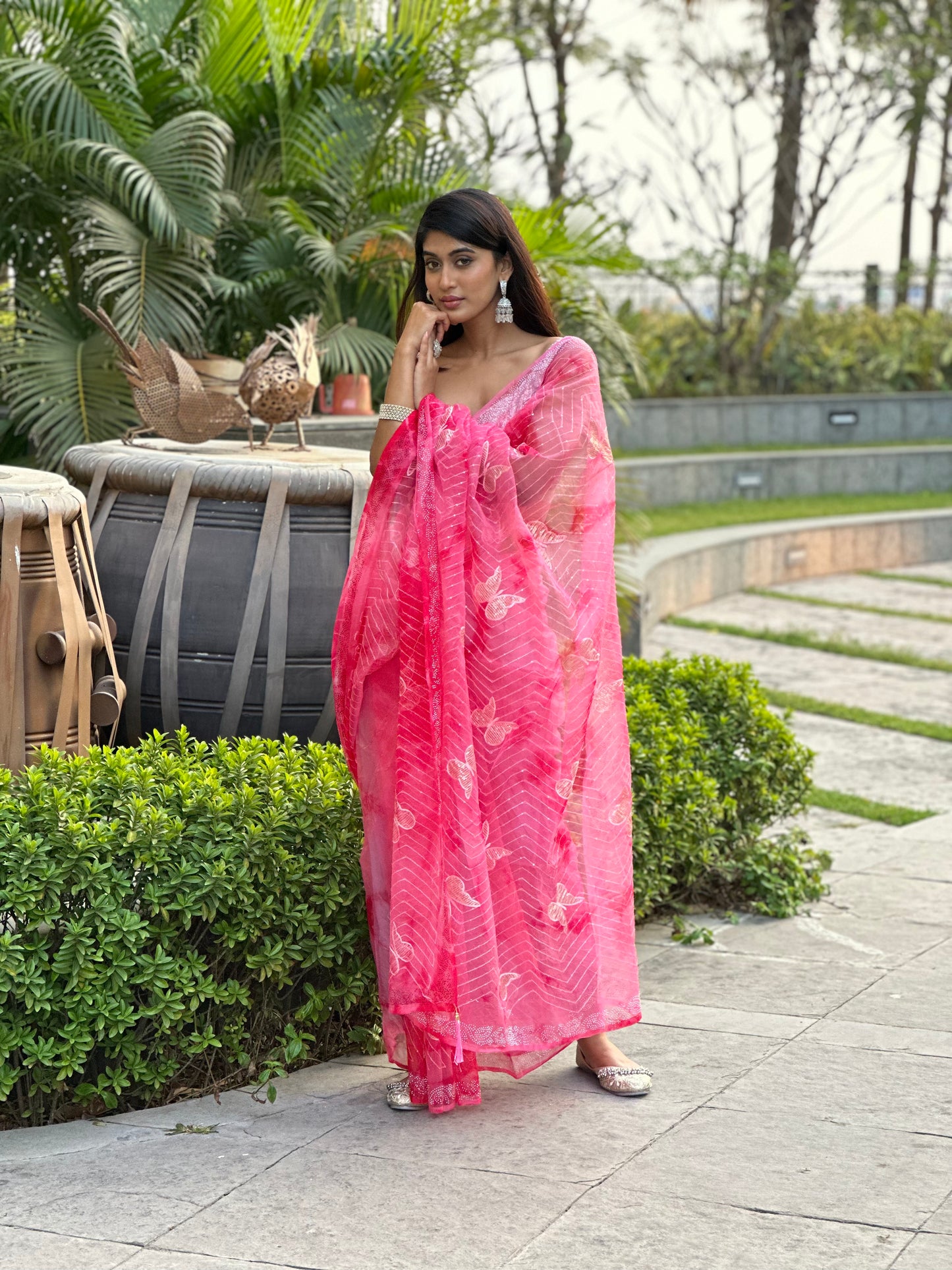 Baby Pink Bombyx Logo Saree