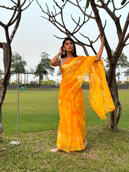 Yellow Bombyx Logo Saree