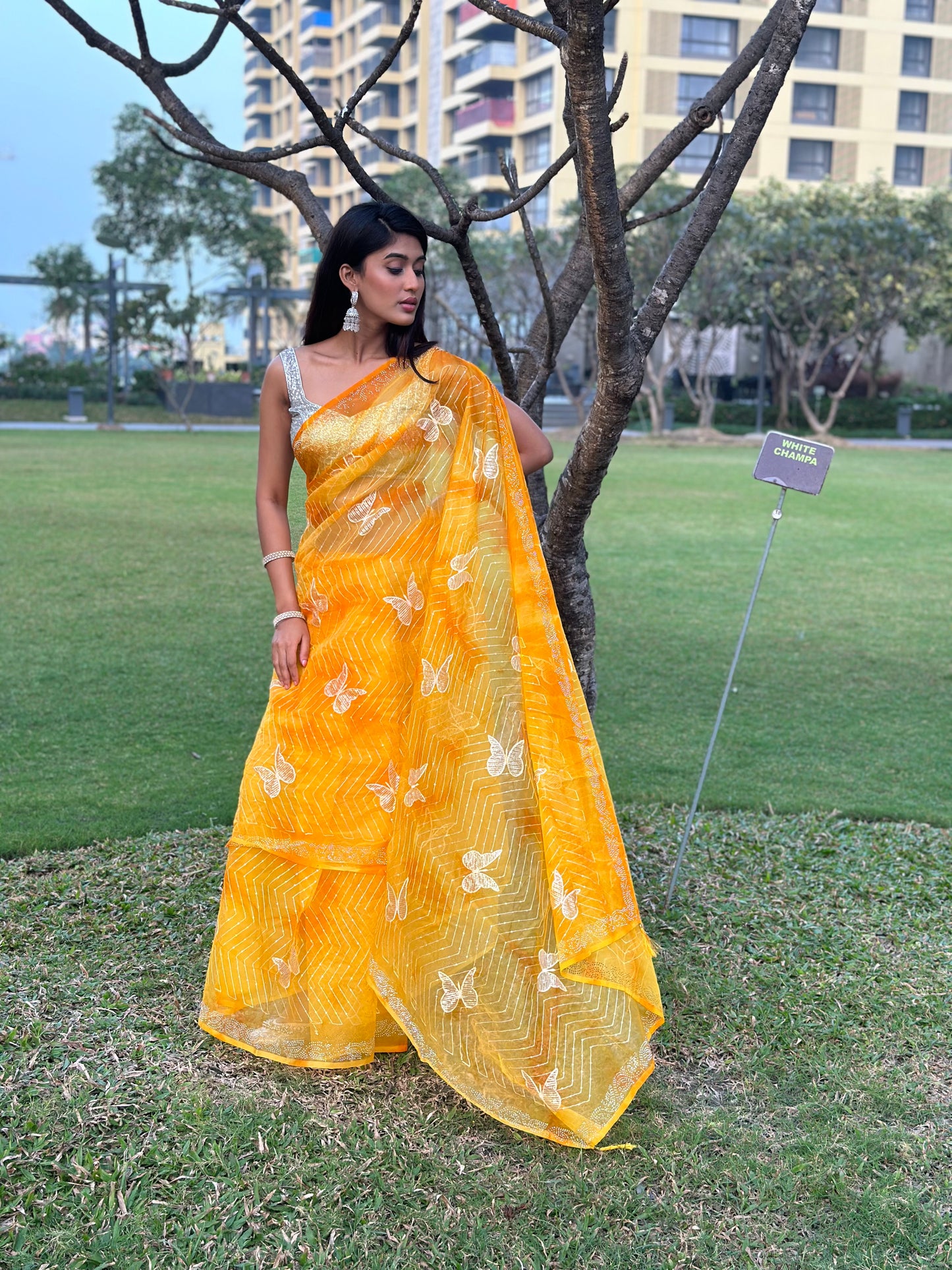 Yellow Bombyx Logo Saree