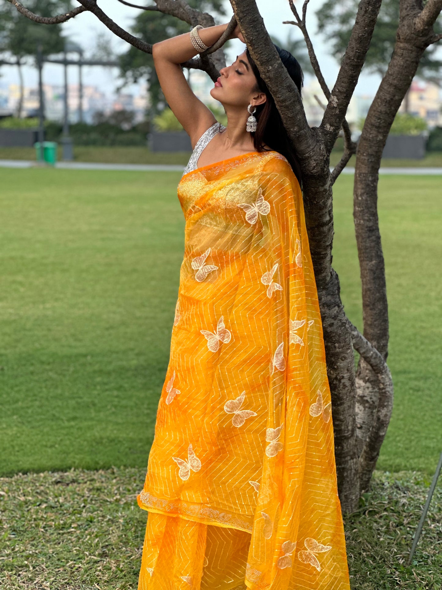 Yellow Bombyx Logo Saree