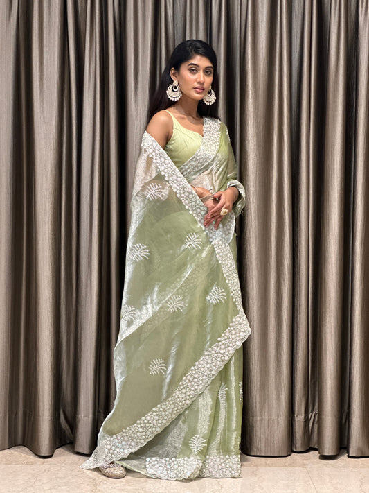 Green Tissue Saree